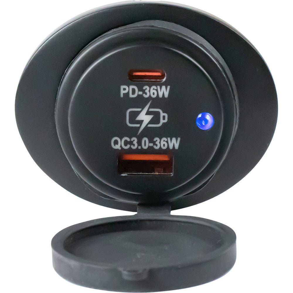 SeaDog Oval Surface Mount USB 30 USBC Power Socket 4265351