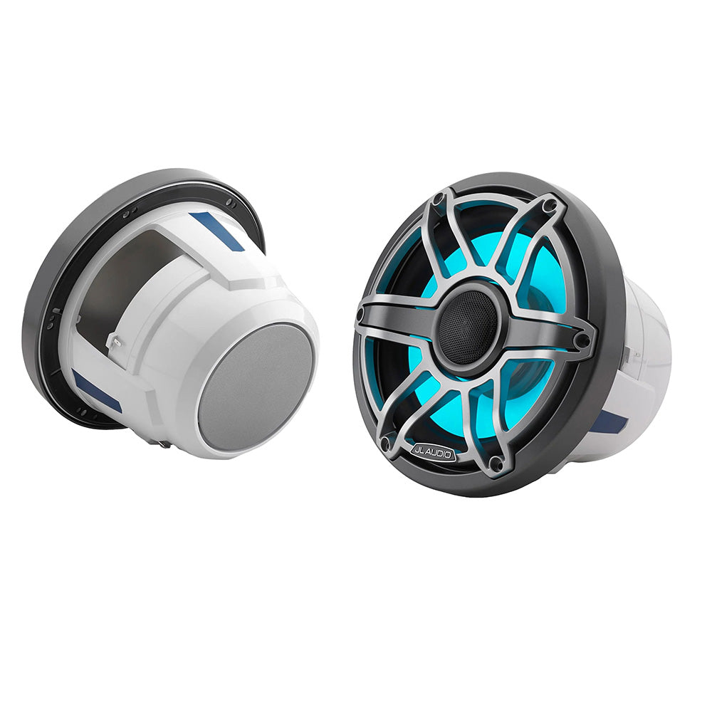 JL Audio M6 Series 88 Marine Coaxial Speakers wGrey Metallic Sport Grille Transflective LED Lighting M6880XSGmTii