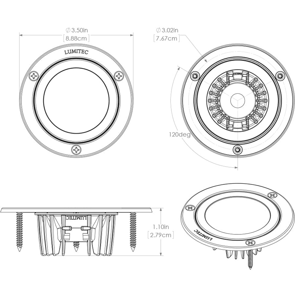 Lumitec Shadow Flush Mount Down Light White Finish White NonDimming 114123