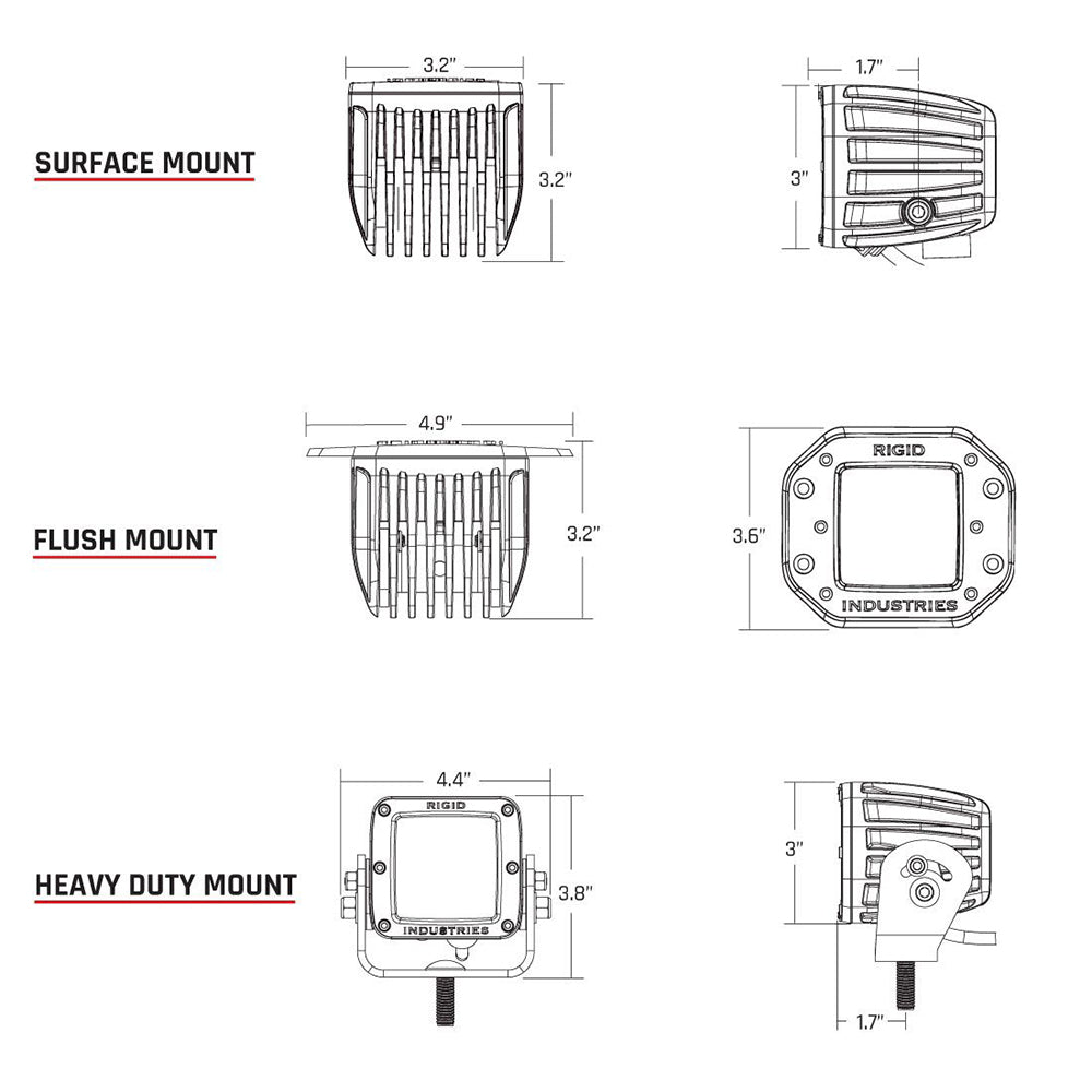 RIGID Industries DSeries PRO Flush Mount Spot LED Midnight Edition Pair Black 212213BLK
