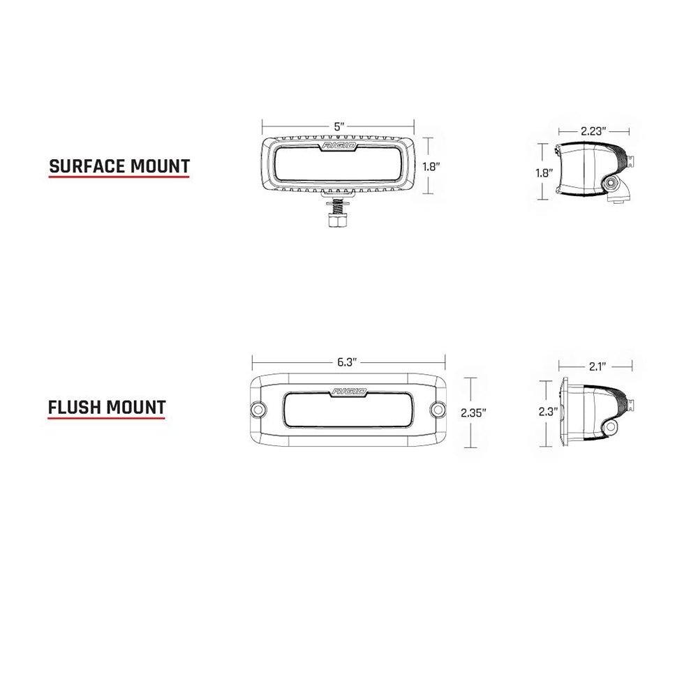 RIGID Industries SRQ PRO Back Light Kit Flush Mount Diffused Pair Black 980033