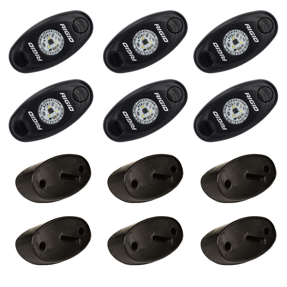 RIGID Industries ASeries Rock Light Kit 6 Blue Lights Black 400283