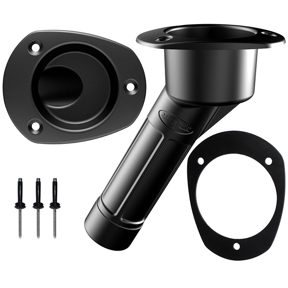 Mate Series Plastic Rod Cup Holder 30 Closed wOval Top fKayaks Black P2030BK