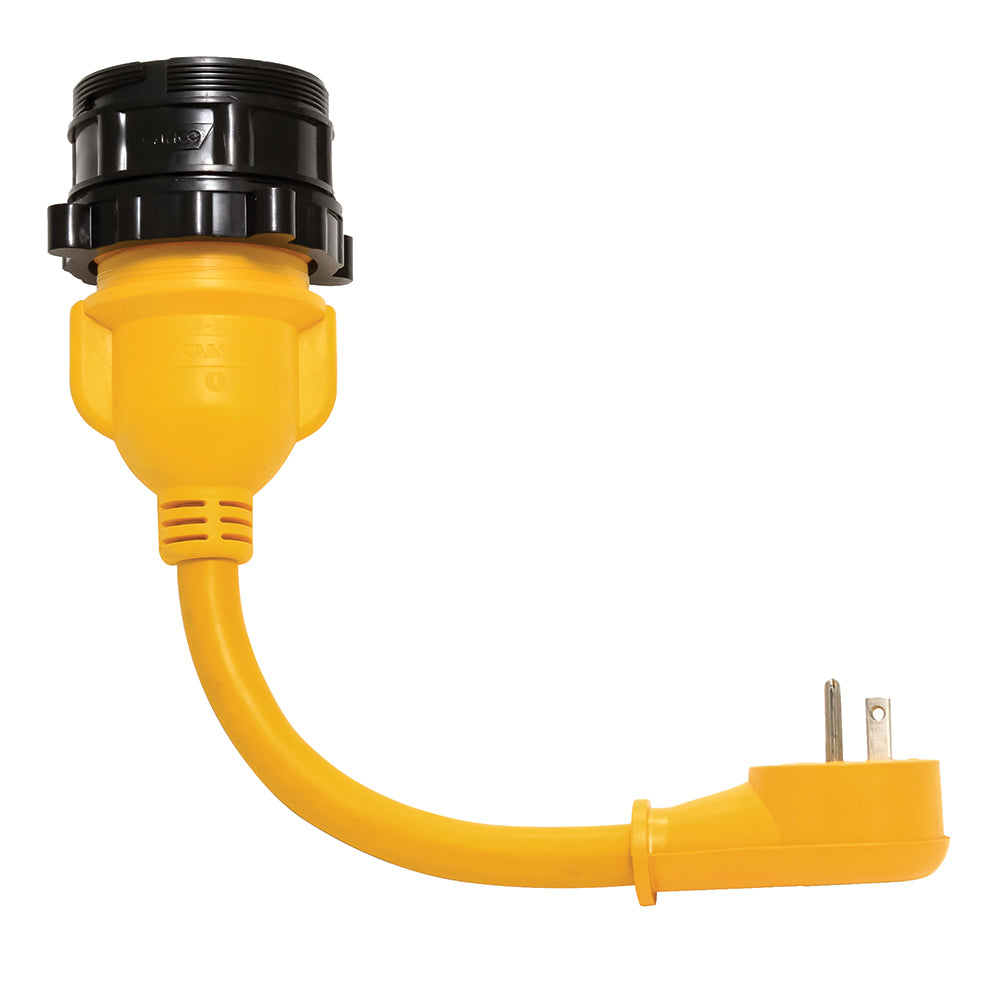 Camco PowerGrip Locking Adapter 15A125V Male to 30A125V Female Locking 55635