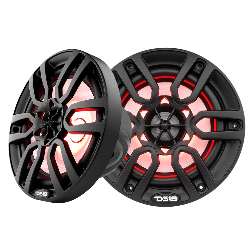 DS18 HYDRO 65 2Way Marine Speakers wRBG LED Lights 300W Matte Black NXL6BK