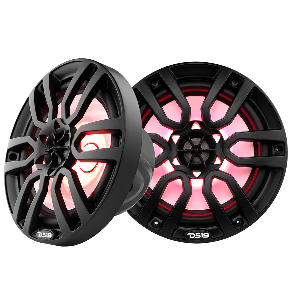 DS18 HYDRO 8 2Way Marine Speakers wRGB LED Lights 375W Matte Black NXL8BK