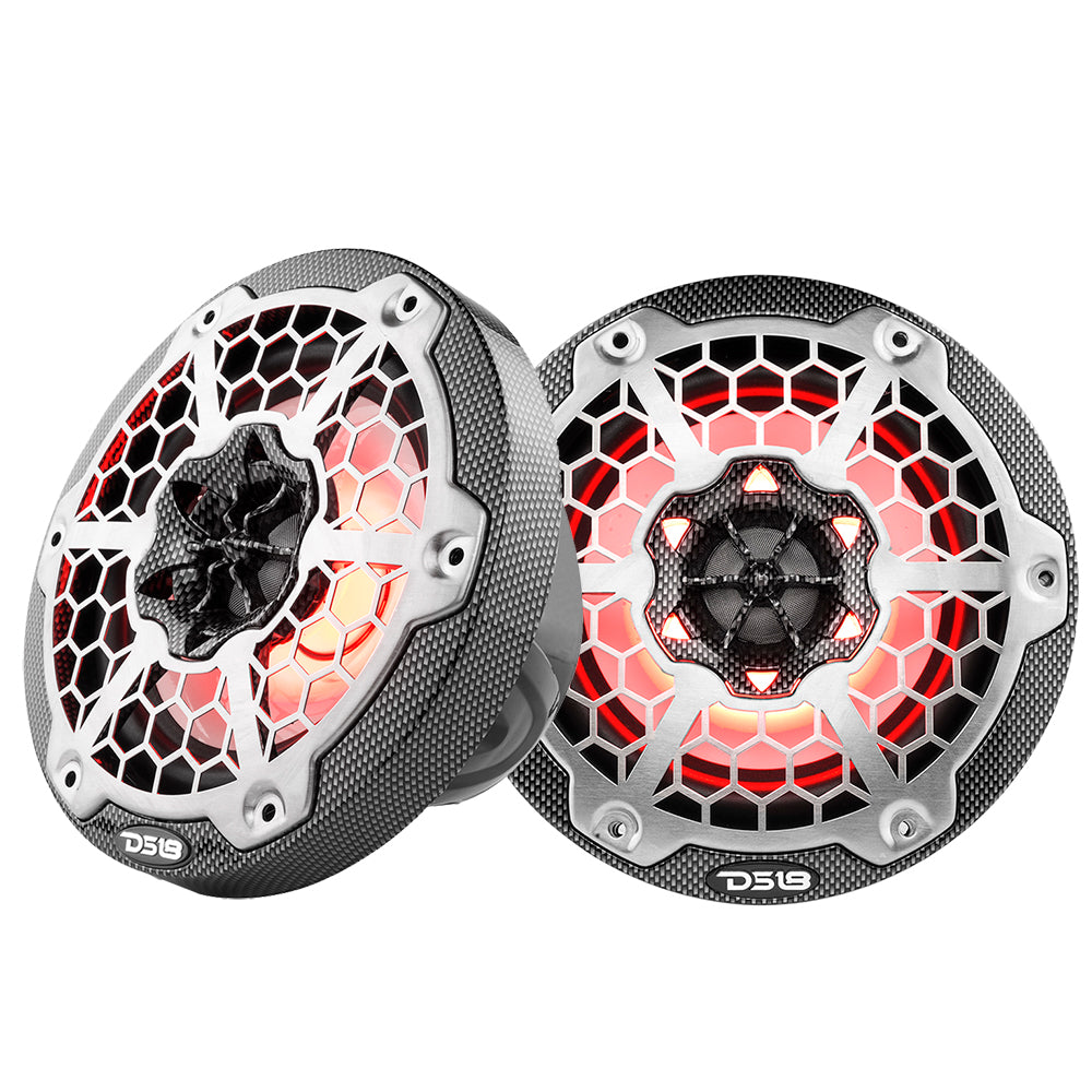 DS18 HYDRO 65 2Way Marine Speakers wRGB LED Lights 300W Black Carbon Fiber CF65