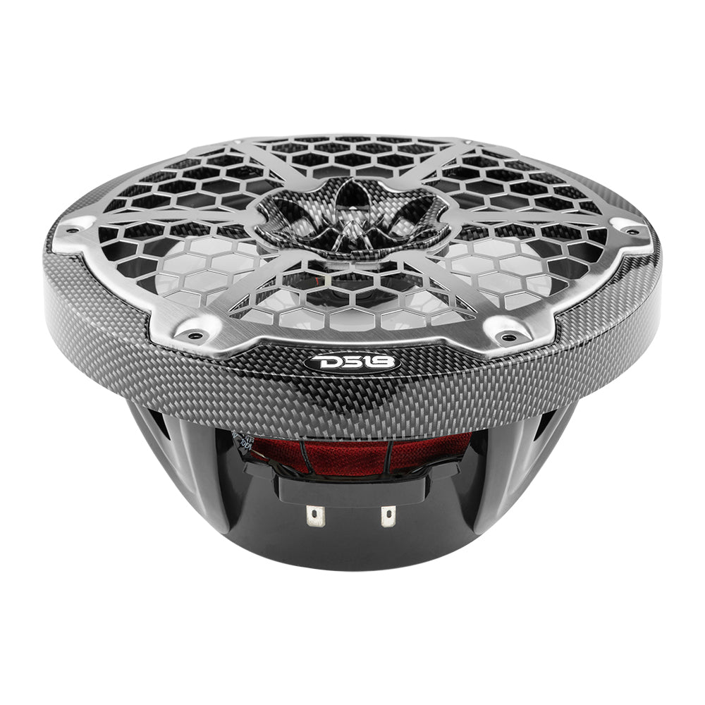 DS18 HYDRO 8 2Way Marine Speakers wRGB LED Lights 125W RMS 4Ohm Black Carbon Fiber CF8M
