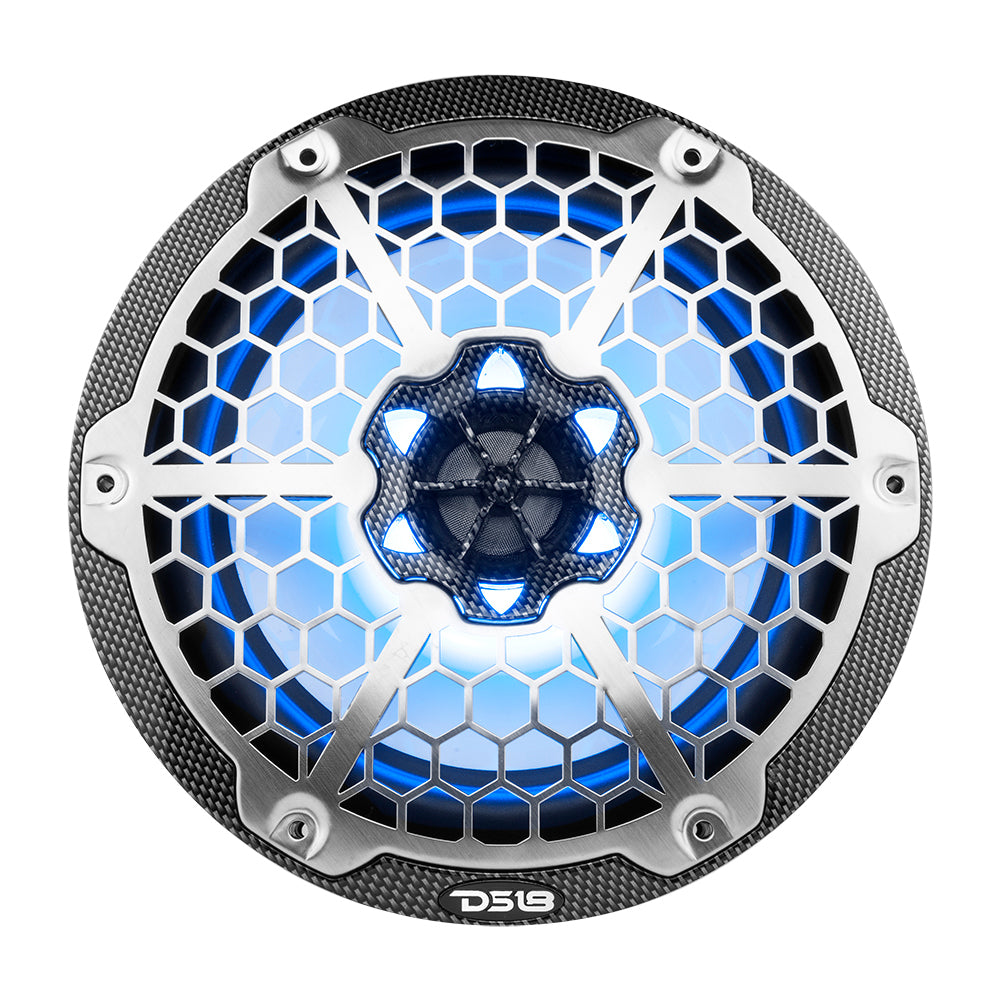 DS18 HYDRO 8 2Way Marine Speakers wRGB LED Lights 125W RMS 4Ohm Black Carbon Fiber CF8M