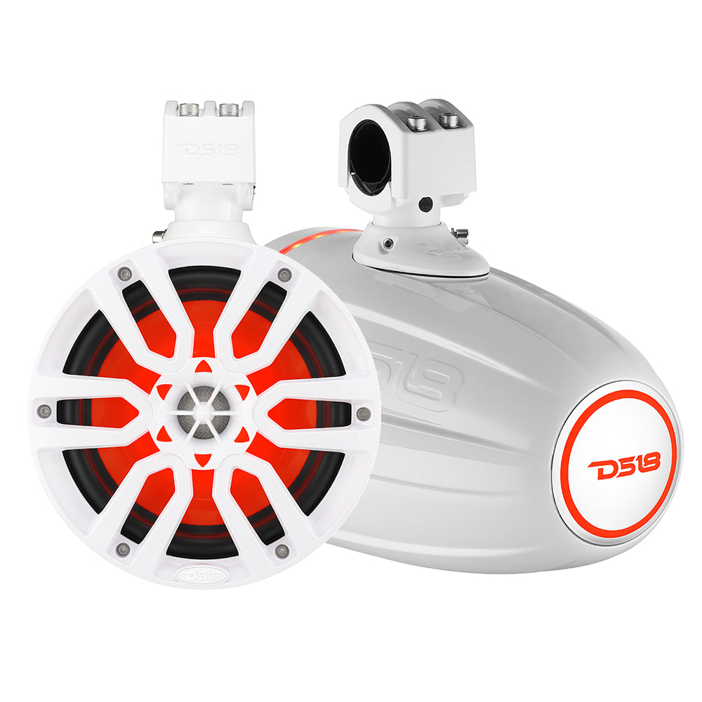 DS18 X Series HYDRO 65 Wakeboard Pod Tower Speaker wRGB LED Light 300W White NXLX6TPWH