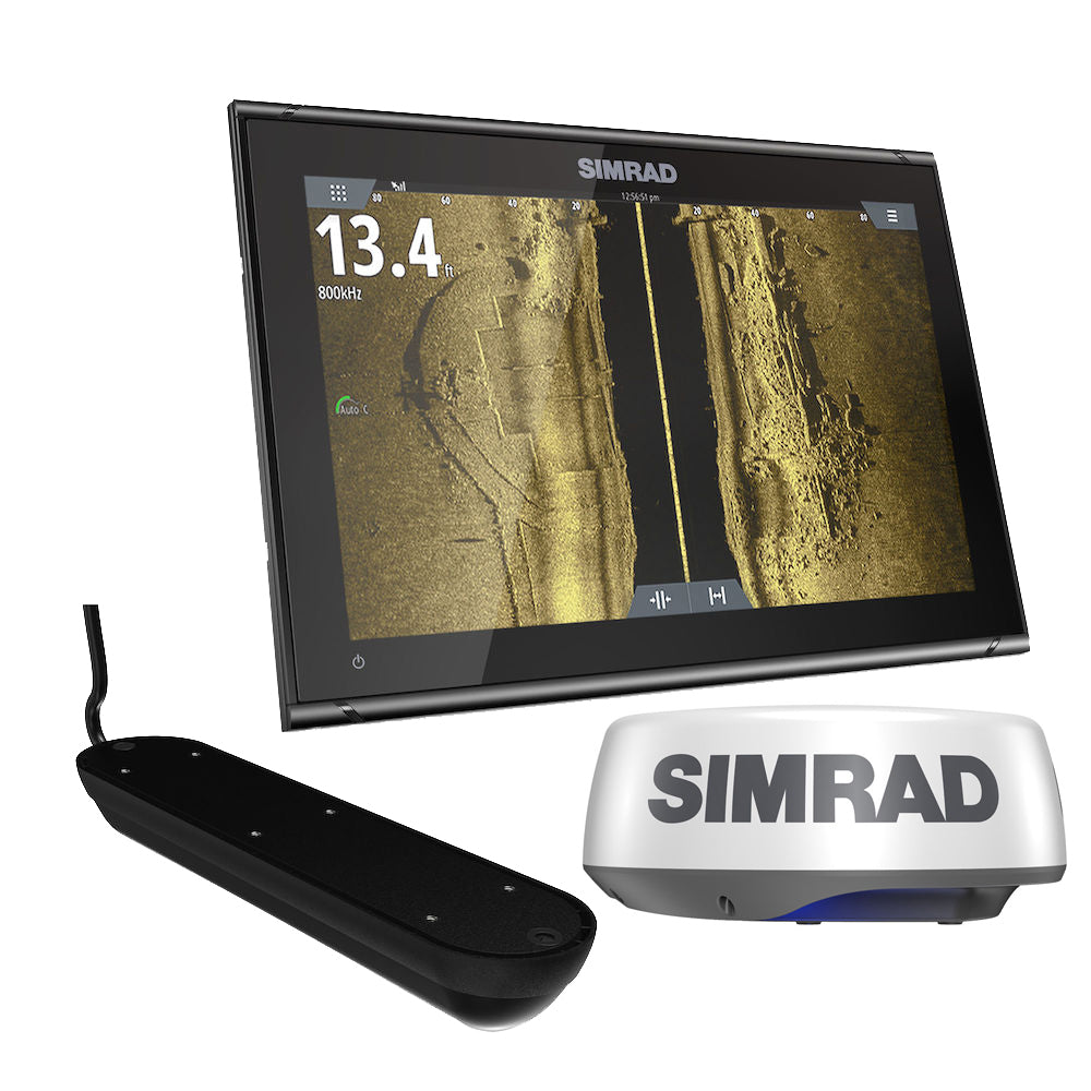 Simrad GO9 XSE Chartplotter Radar Bundle HALO20 Active Imaging 3in1 Transom Mount Transducer CMAP Discover Chart