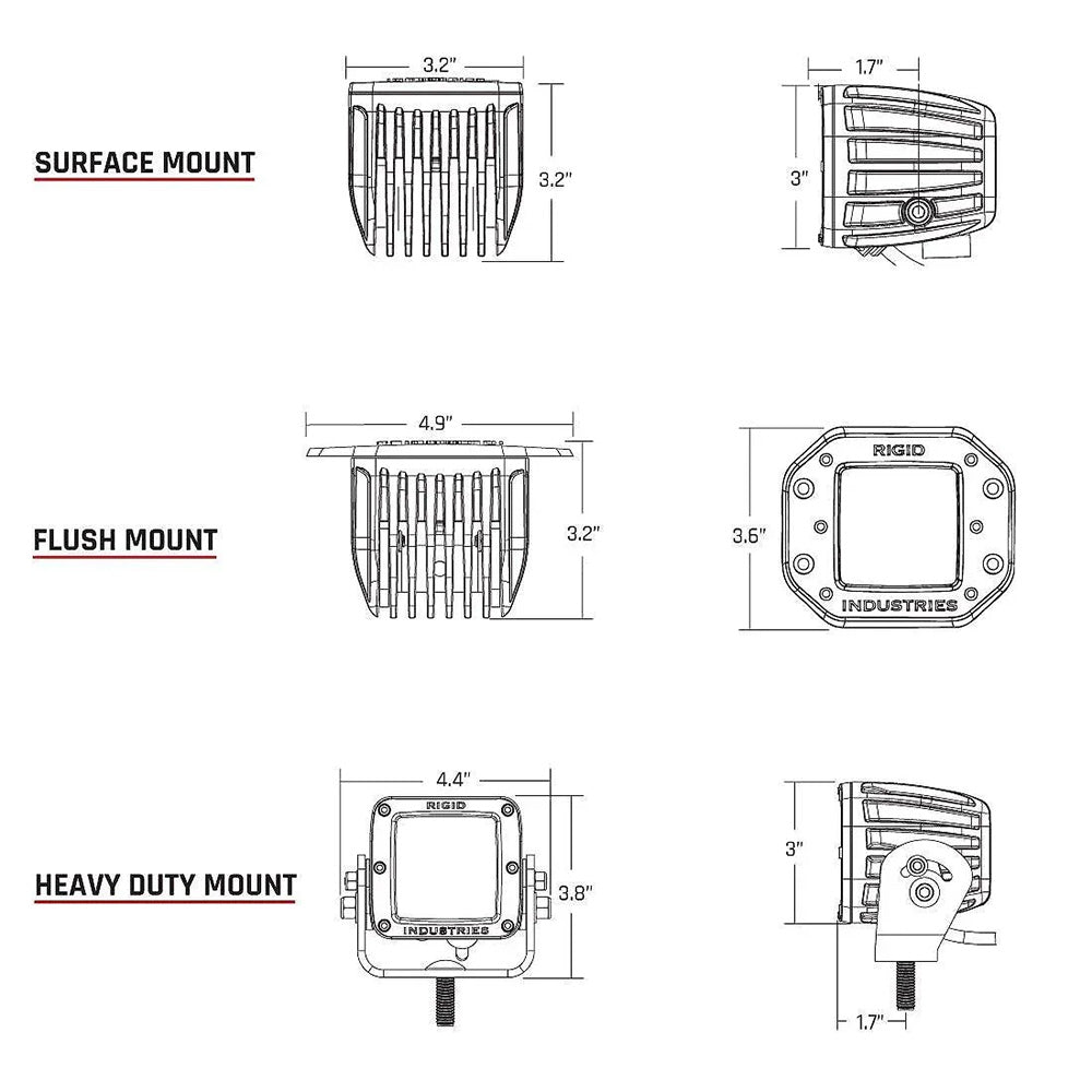 RIGID Industries DSeries PRO Flood Diffused Surface Mount Black Light Pair 202513