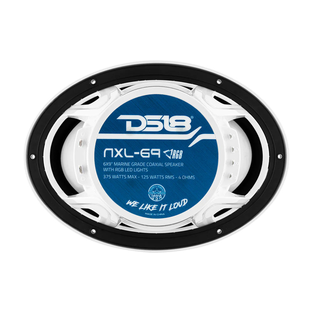 DS18 HYDRO 6 x 9 2Way Marine Speakers wIntegrated RGB LED Lights 375W White NXL69WH