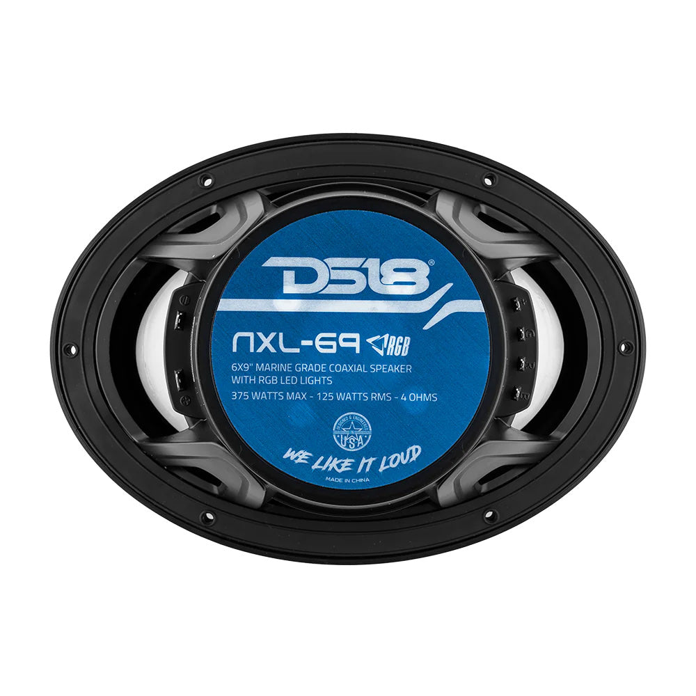 DS18 HYDRO 6 x 9 2Way Marine Speakers wIntegrated RGB LED Lights 375W Black NXL69BK