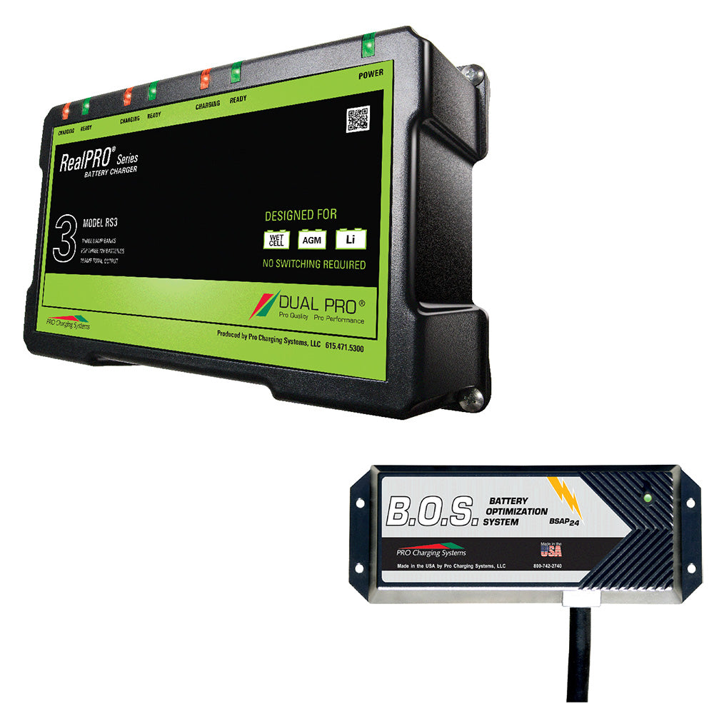 Dual Pro RS3 3 Bank Battery Charger w3 Bank BOS RS3BOS12V3