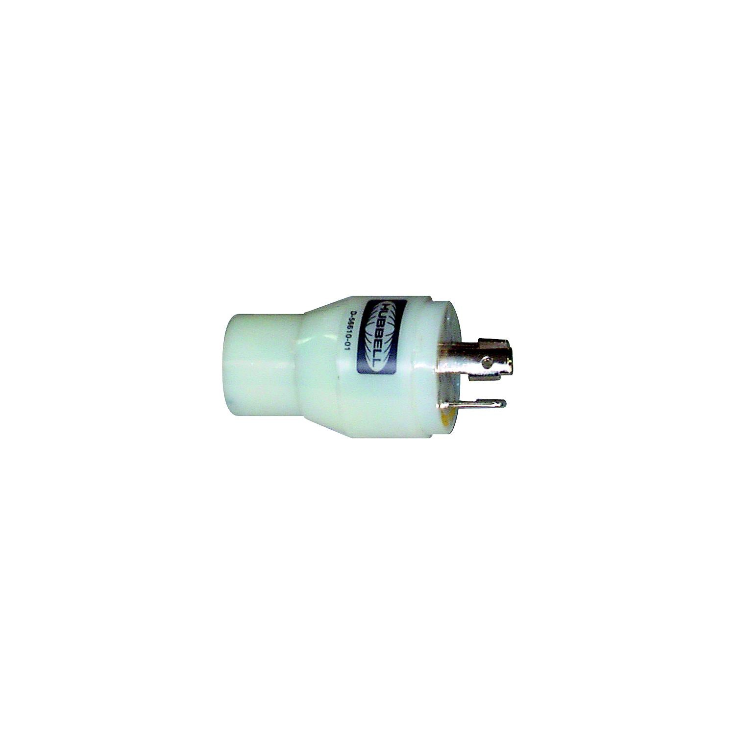 Hubbell HBL31CM29 White 15A/20A 125V Straight Blade Female to 30A 125V Twist Lock Male Adapter