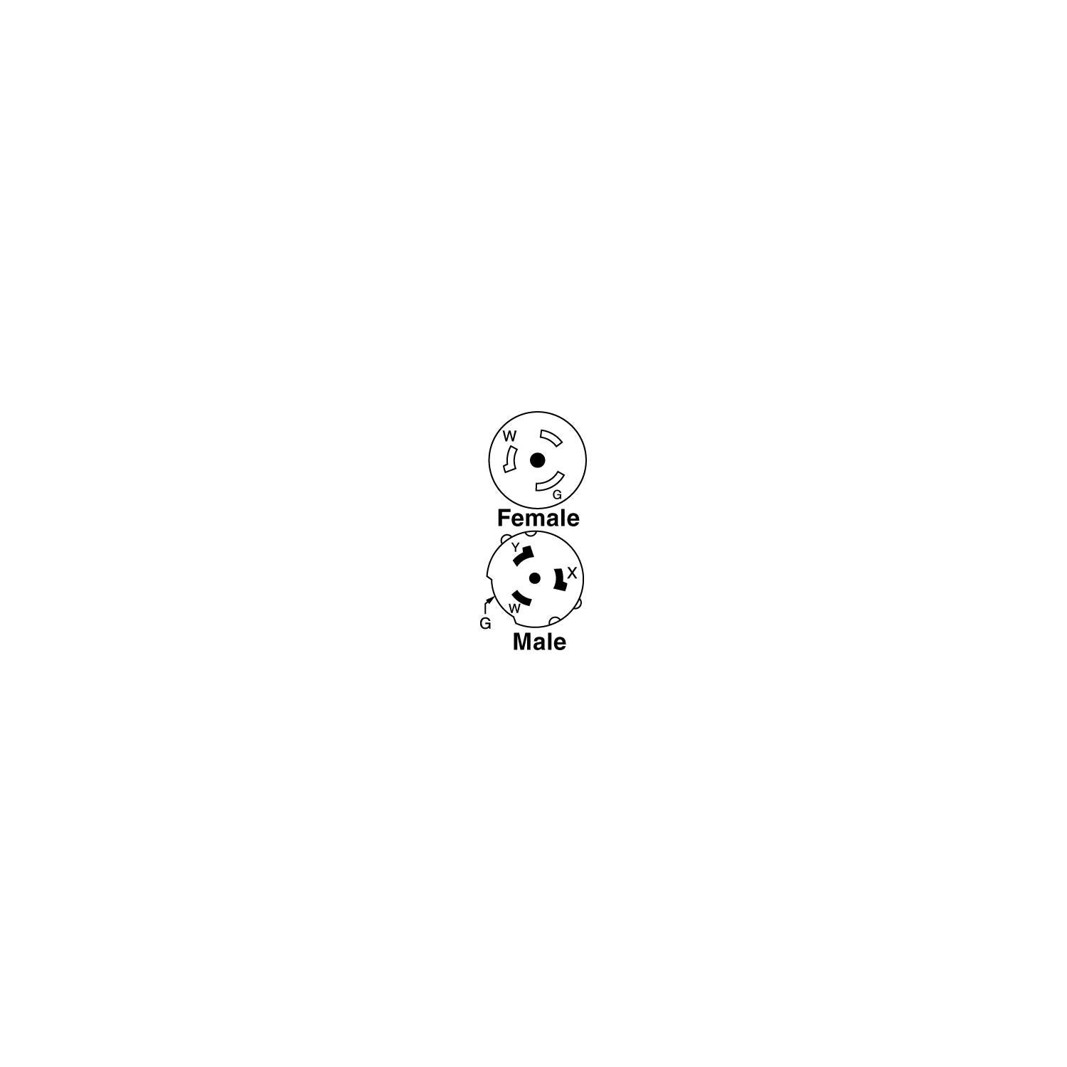 Hubbell HBL61CM72 Yellow Twist Lock Female to Twist Lock Male Adapter