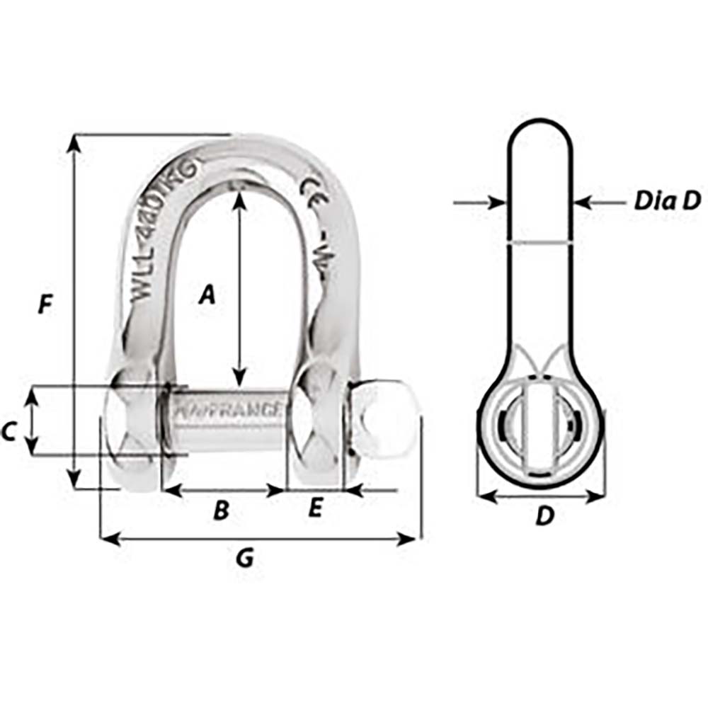 Wichard Captive Pin D Shackle  Diameter 12mm  1532 01406