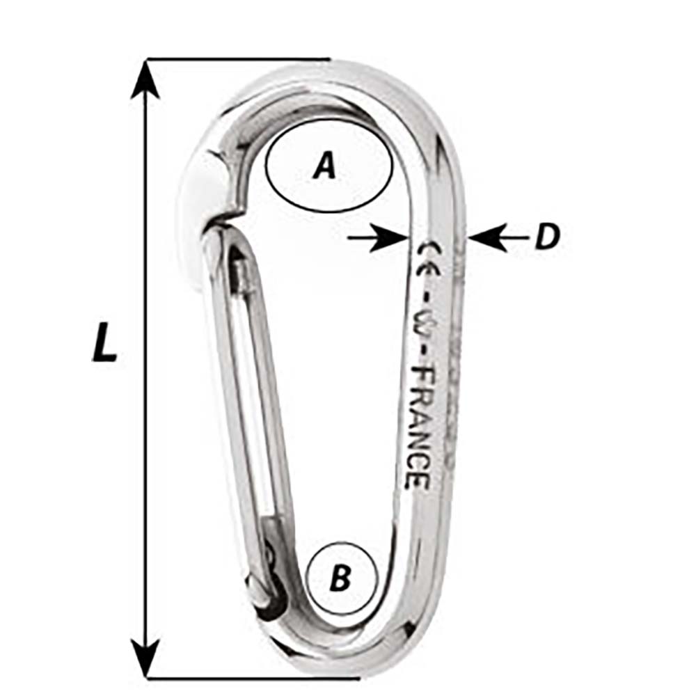 Wichard Symmetric Carbine Hook Without Eye  Length 80mm  516 02335